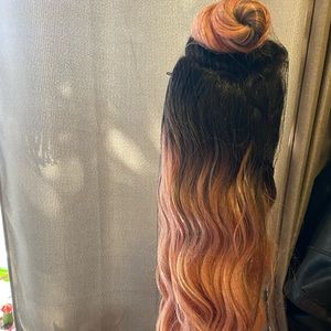Wig- Dark Brown to Rose Gold Ombré
